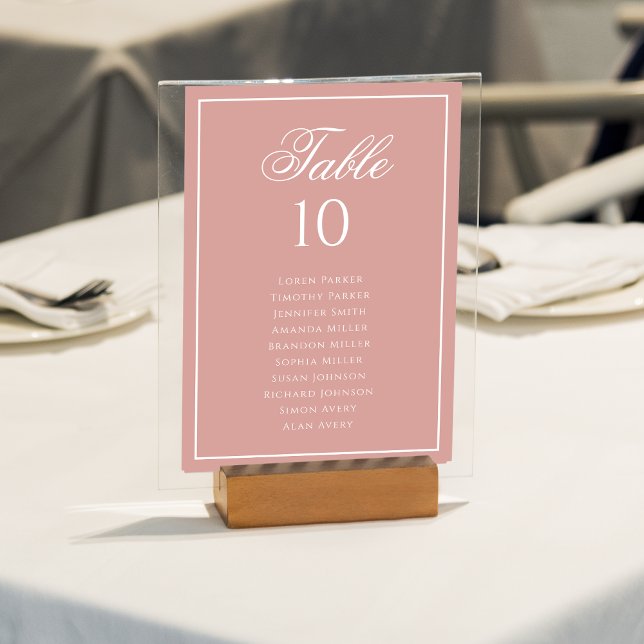Numéro De Table Classic Dusty Rose & White Wedding Seating Chart (Créateur téléchargé)