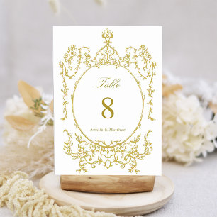 Numéro De Table Classic Floral Garden Frame Gold Mariage