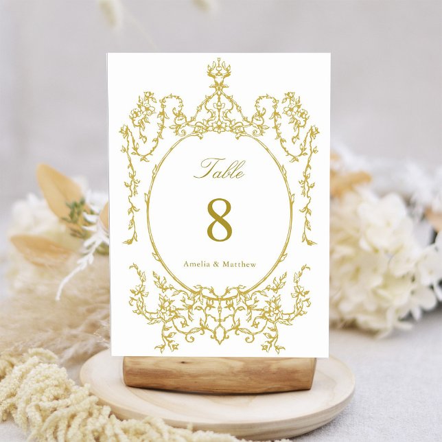 Numéro De Table Classic Floral Garden Frame Gold Mariage (Créateur téléchargé)