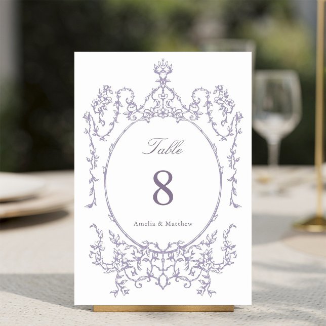 Numéro De Table Classic Floral Garden Frame Lavender Wedding (Créateur téléchargé)