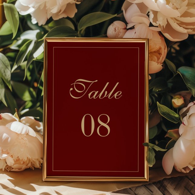 Numéro De Table Classic Formal Script Wine Red Wedding (Créateur téléchargé)