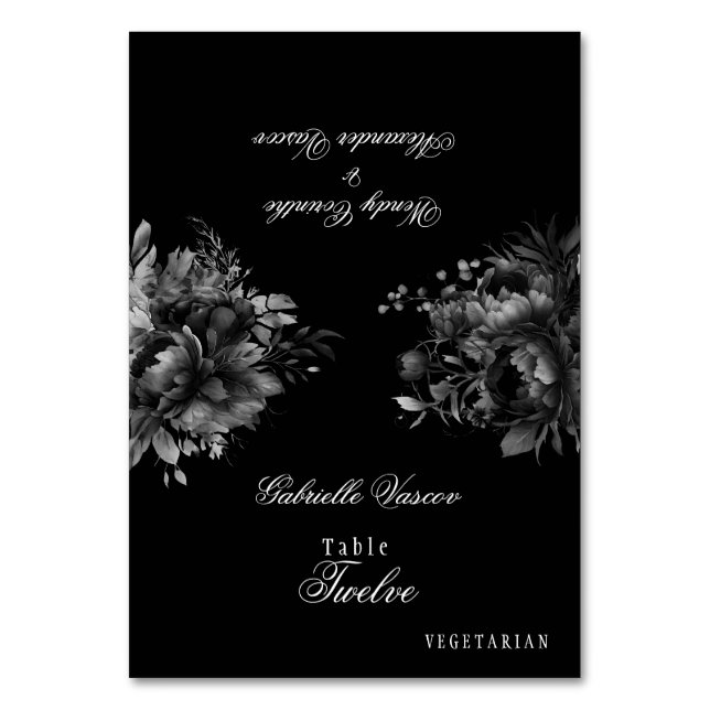 Numéro De Table Classic Gothique Noir Mariage Place pliable (Par défaut)