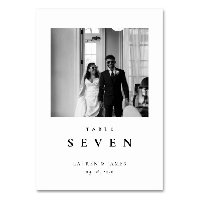 Numéro De Table Classic Modern Wedding Photo Table Number Card (Par défaut)