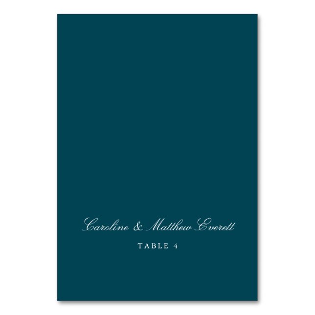 Numéro De Table Classic Script Elegant Custom Name Teal Place Card (Par défaut)