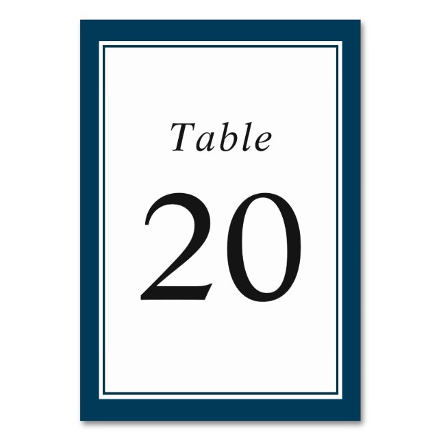 Numéro De Table Classic Simple Marine Bleu Double Cadre (Par défaut)