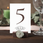 Numéro De Table Classic Wedding Reception Table Number Card<br><div class="desc">Add a refined touch to your reception tables with this elegant wedding table number sign featuring a classic monogram crest. The design pairs a large, graceful table number with a delicate botanical crest monogram beneath it, creating a sophisticated and balanced layout that complements formal and romantic wedding décor. The minimalist...</div>