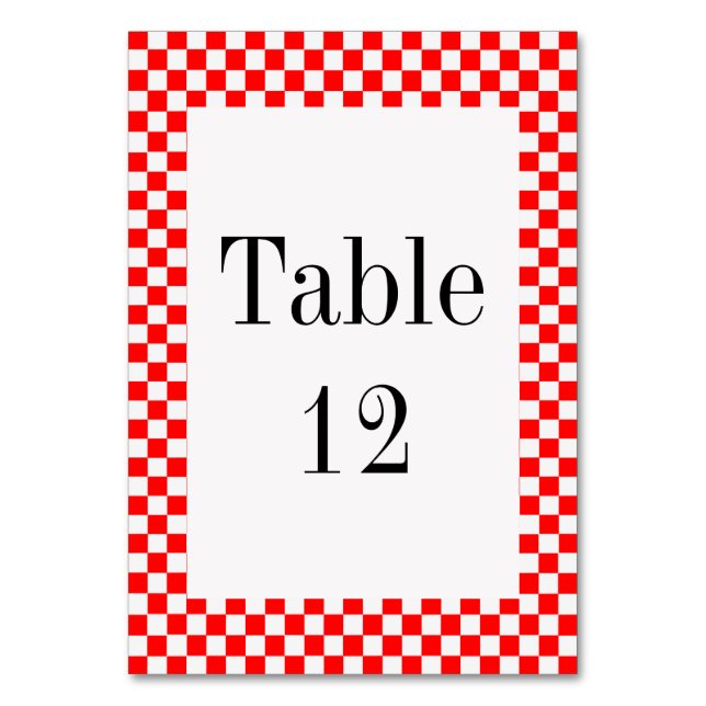 Numéro De Table Classique Damier Rouge et Blanc par STaylor (Par défaut)