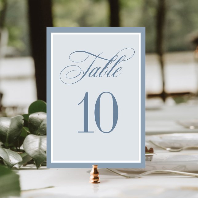 Numéro De Table Classique Luxe | Élégant Mariage Poussiéreux Bleu (Créateur téléchargé)