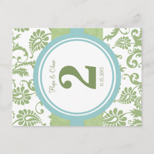 Numéro de table Clover Damask et Aqua