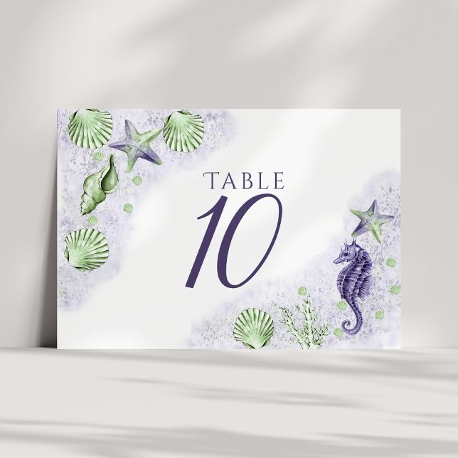 Numéro De Table Coastal Chic | Parti vert pourpre et citron vert (Créateur téléchargé)