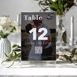 Numéro De Table CODE QR partagez l'amour photo moderne mariage