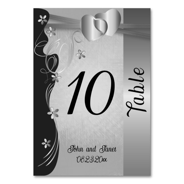 Numéro De Table Coeur argenté vintage (Par défaut)