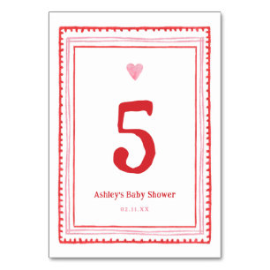 Numéro De Table Coeur des Valentines roses et rouges