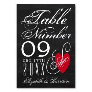 Numéro De Table Coeur vintage - Mariage de tableau de bord