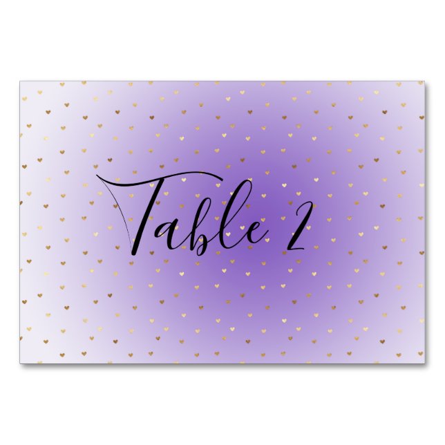 Numéro De Table Coeurs d'or Ombre violet (Devant)