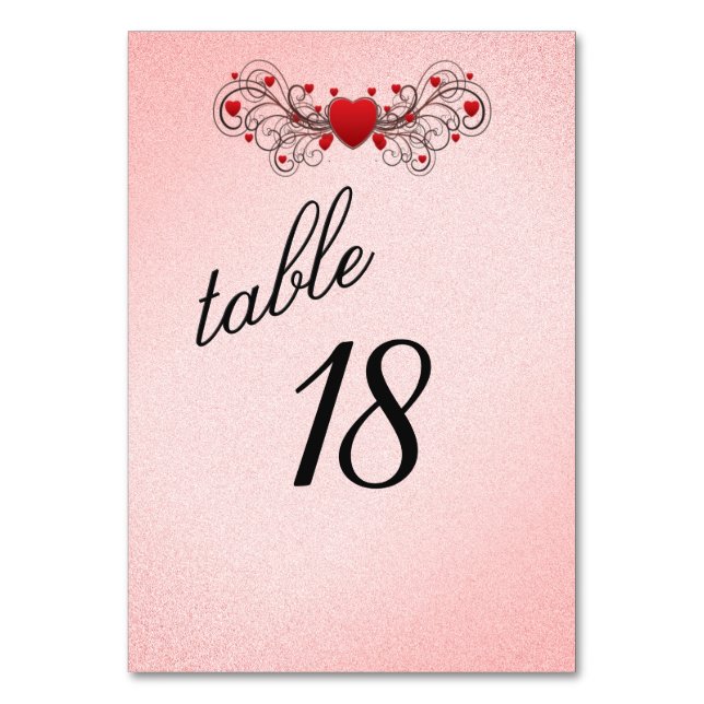Numéro de table Cœurs romantiques (Par défaut)