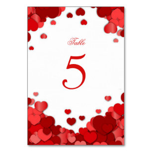 Numéro De Table Cœurs Rouges, Saint-Valentin, Mariage, Personnalis