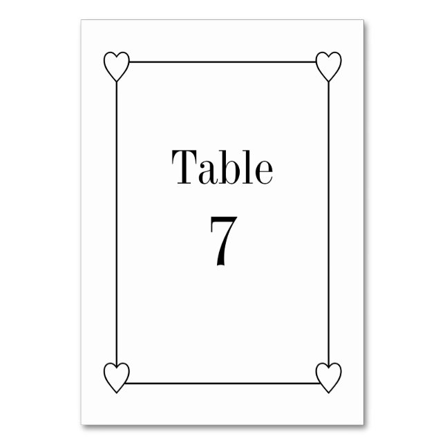 Numéro De Table Coeurs simples et romantiques Mariage blanc (Par défaut)