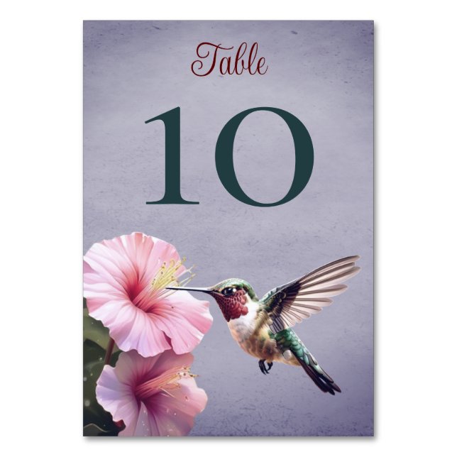 Numéro De Table Colibri et Hibiscus | Mariage pourpre (Par défaut)