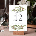Numéro De Table Collection de Mariages de Branches d'Olivier<br><div class="desc">Célébrez dans le style avec ces cartes de numéro de table mariages design et très tendance. Le design comprend une branche d'olivier peinte à la main avec une belle typographie qui est parfait pour toute célébration de mariage à thème rustique. Ce design est facile à personnaliser avec votre libellé d'événement...</div>