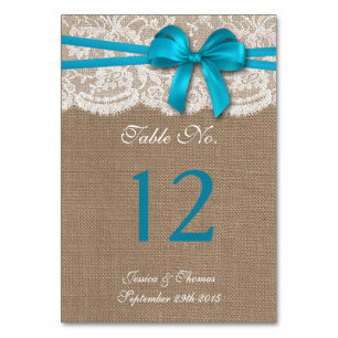 Numéro De Table Collection de Mariages Rustic Blue Bow