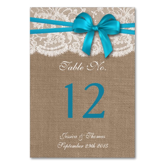 Numéro De Table Collection de Mariages Rustic Blue Bow (Par défaut)