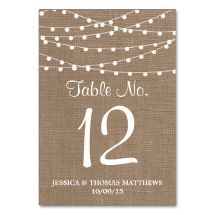 Numéro De Table Collection de Mariages Rustic Burlap