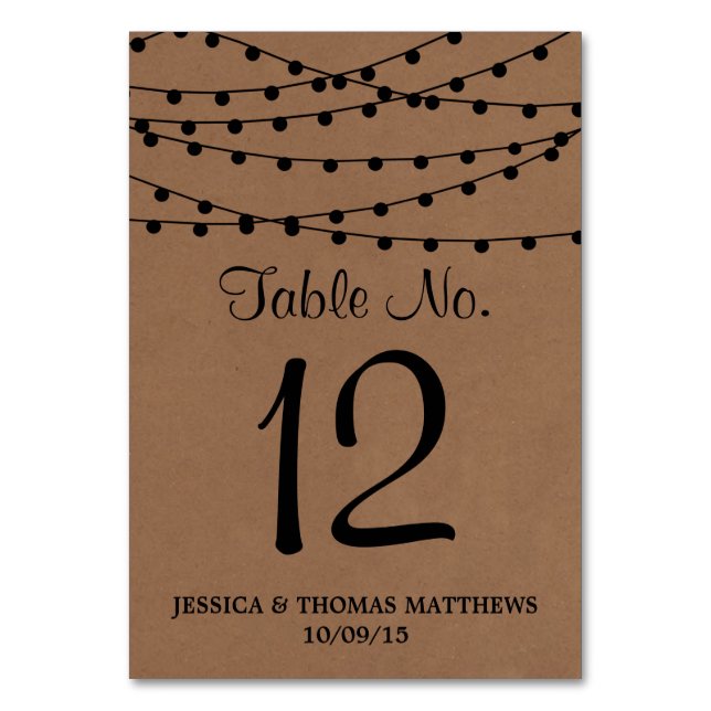 Numéro De Table Collection de Mariages Rustic Kraft (Par défaut)