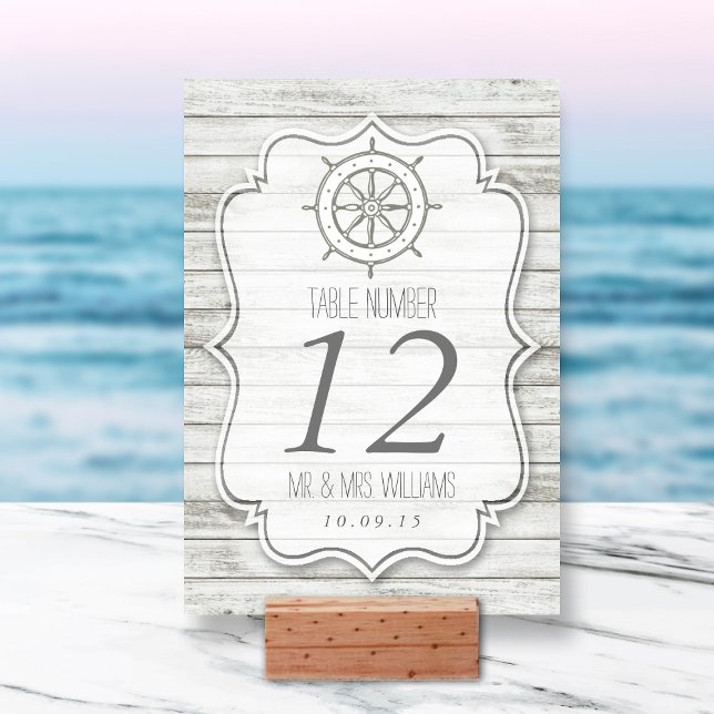 Numéro De Table Collection Nautique blanchie à la chaux Wood Beach (Créateur téléchargé)