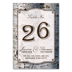 Numéro De Table Collection Rustique de Mariages de bouleaux argent