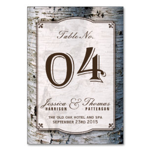 Numéro De Table Collection Rustique de Mariages de bouleaux argent