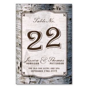 Numéro De Table Collection Rustique de Mariages de bouleaux argent