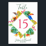 Numéro De Table Coloré Tropical Hawaiian Floral Mariage<br><div class="desc">Carte de numéro de table de Mariage coloré avec cadre en diamant tropical comprenant des oiseaux exotiques, des fleurs et des feuilles de différentes couleurs entourant le numéro. Idéal pour une magique réception estivale au bord de la plage, à l'image du Paradis Tropical. Vous pouvez modifier le texte à partir...</div>