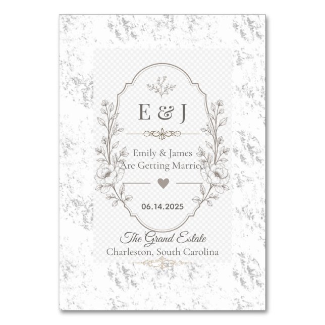 Numéro De Table Conception de célébration de mariage romantique de (Par défaut)