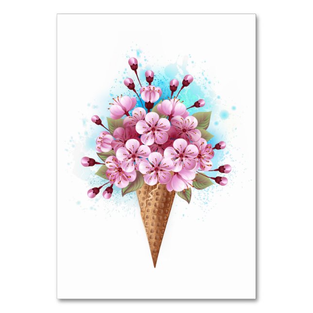 Numéro De Table Cône rose Sakura crème glacée gaufre (Par défaut)