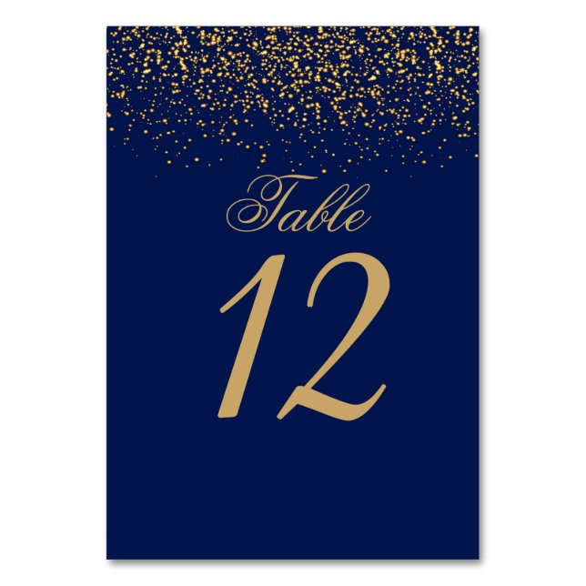 Numéro De Table Confettis Bleu foncé et Or (Par défaut)