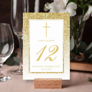 Numéro De Table Confirmation Ou Baptême De Parties scintillant Or 