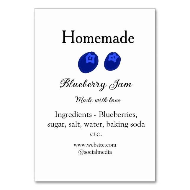 Numéro De Table Confiture de bleuets maison faite avec amour ajout (Par défaut)