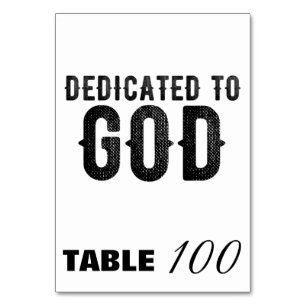 NUMÉRO DE TABLE CONSACRÉ À DIEU TEXTE NOIR PERSONNALISABLE