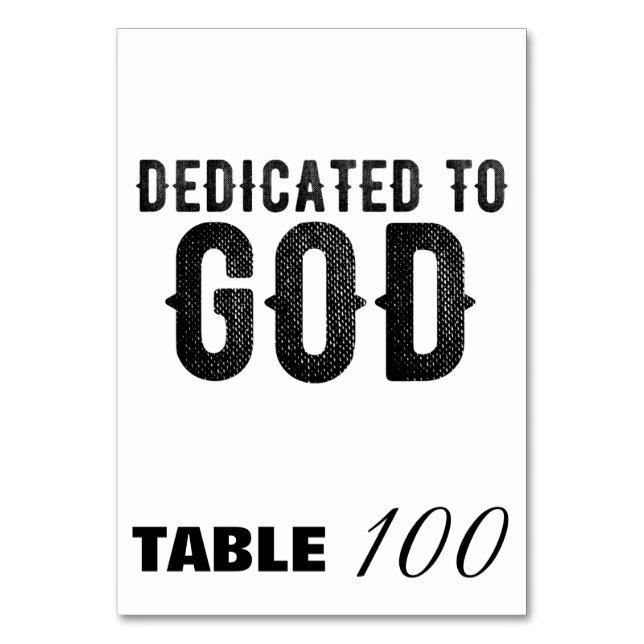 NUMÉRO DE TABLE CONSACRÉ À DIEU  TEXTE NOIR PERSONNALISABLE (Par défaut)