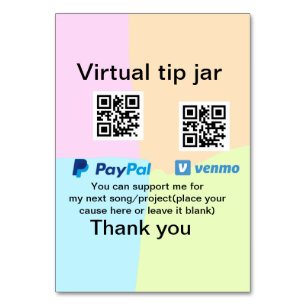 Numéro De Table Conseil virtuel jar q r code argent don PayPal ven
