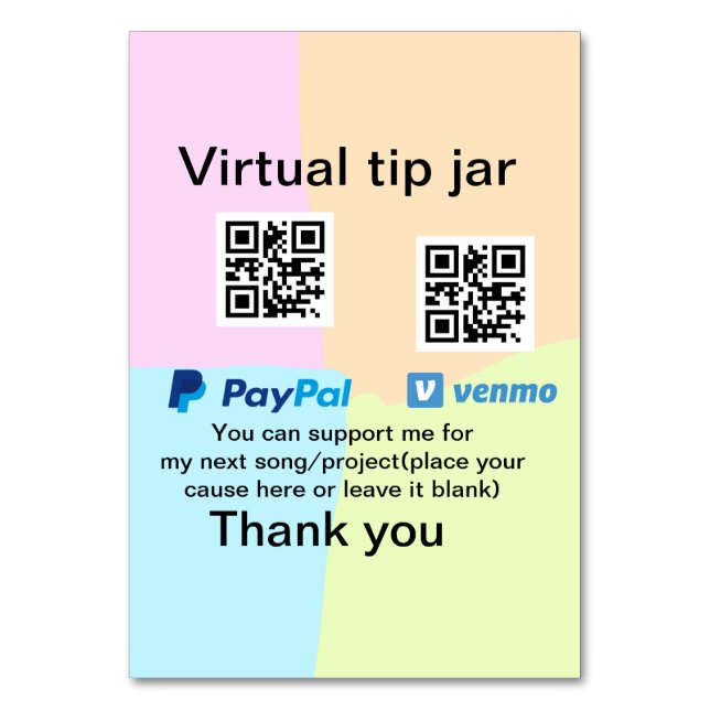 Numéro De Table Conseil virtuel jar q r code argent don PayPal ven (Par défaut)