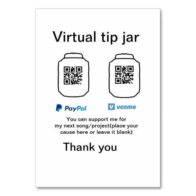 Numéro De Table Conseil virtuel jar q r code argent don PayPal ven (Par défaut)