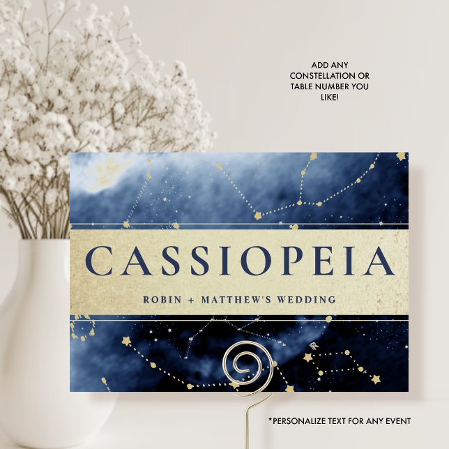 Numéro De Table Constellation Cassiopée (ou Autre) Bleu Or (Créateur téléchargé)