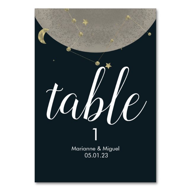 Numéro De Table Constellation de Lune Grise Ciel Mariage (Par défaut)