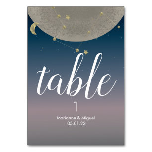 Numéro De Table Constellation de Lune Grise Ombre Ciel Mariage