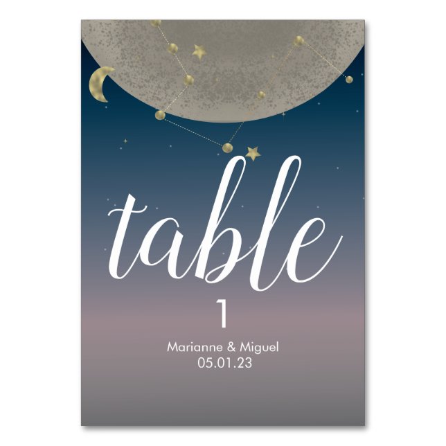 Numéro De Table Constellation de Lune Grise Ombre Ciel Mariage (Par défaut)