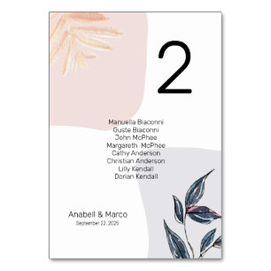 Numéro de table contemporain moderne Carte