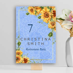 Numéro De Table Cool Summer Sunflower Watercolor Parti de retraite