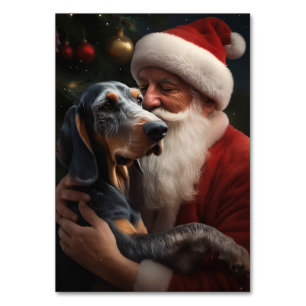 Numéro De Table Coonhound Bluetick avec Noël au Père Noël